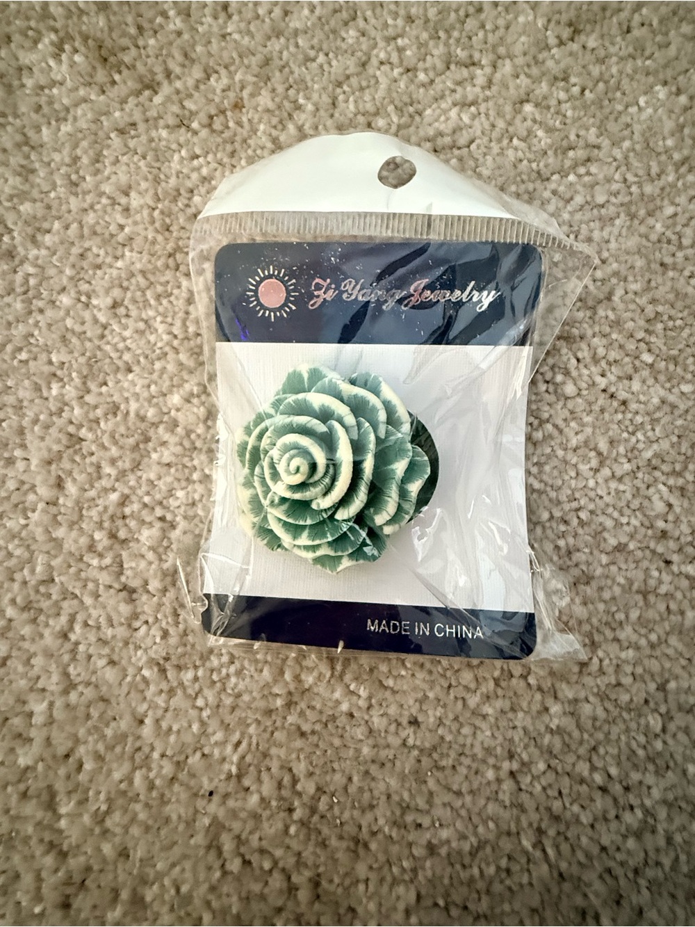 Green Succulent Flower Brooch
